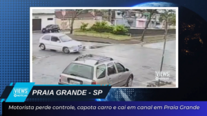 Leia mais sobre o artigo Motorista perde controle, capota carro e cai em canal em Praia Grande