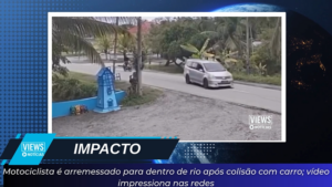 Leia mais sobre o artigo Motociclista é arremessado para dentro de rio após colisão com carro; vídeo impressiona nas redes