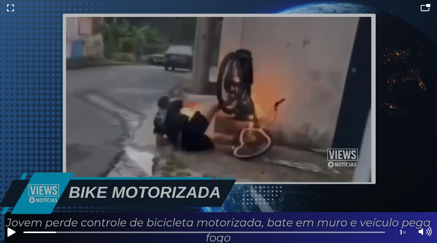 Leia mais sobre o artigo Jovem perde controle de bicicleta motorizada, bate em muro e veículo pega fogo