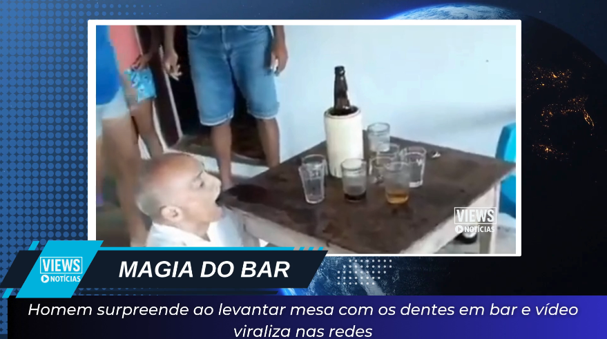 Leia mais sobre o artigo Homem surpreende ao levantar mesa com os dentes em bar e vídeo viraliza nas redes