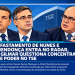 AFASTAMENTO DE NUNES E MENDONÇA ENTRA NO RADAR, E GILMAR QUESTIONA CONCENTRAÇÃO DE PODER NO TSE